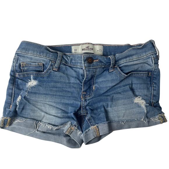 Y2K Hollister Rainbow Stitch Denim Shorts Surfer California Coastal - Picture 2 of 11